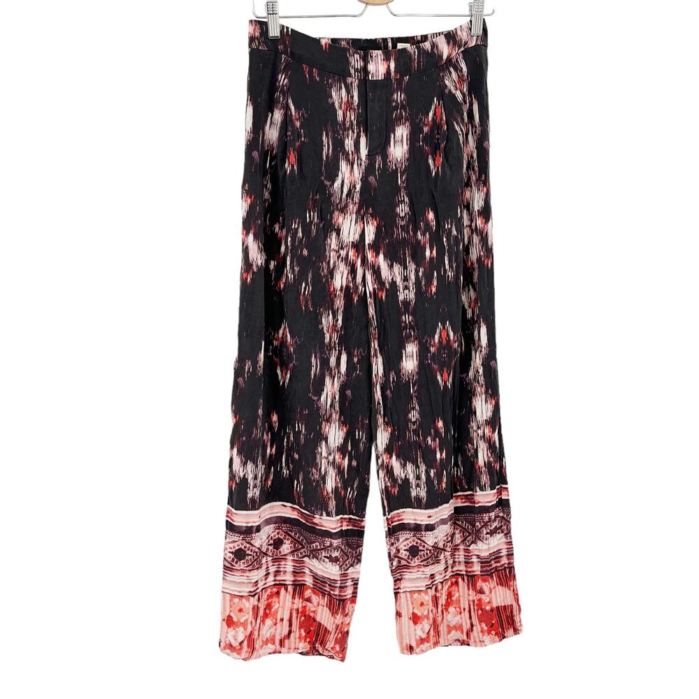 Cynthia Rowley Womens Silk Boho Casual Tie Dye Wide Leg Pull On Pants Size 2